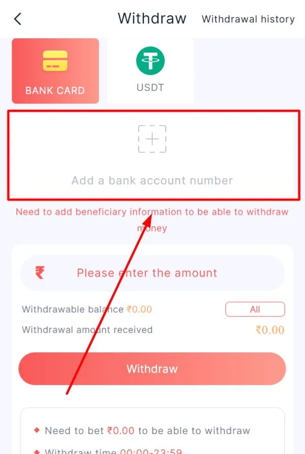 Add your bank account